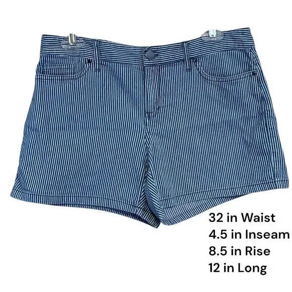 Calvin Klein Jeans Denim Shorts Sz 2 Blue White Pinstripe Mid-Rise Cotton Blend - Picture 5 of 10